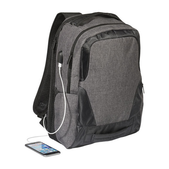 Sac à dos pour ordinateur TSA Overland 17 pouces avec port USB publicitaire