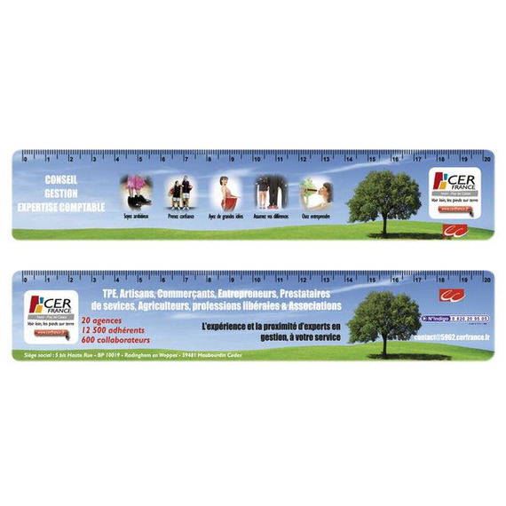 Règle publicitaire personnalisée sur mesure PVC souple 21 cm