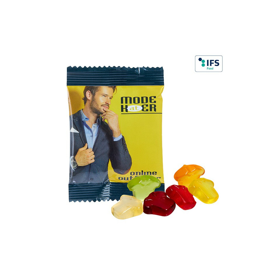 Bonbon publicitaire gomme de fruit forme sur mesure MINI