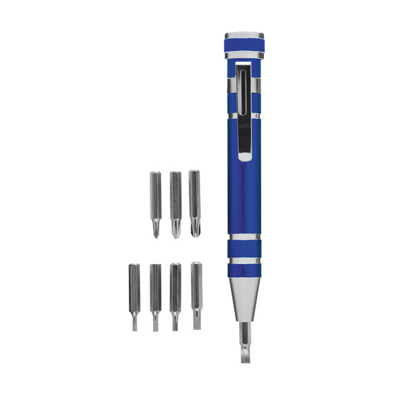 Tournevis aluminium personnalisé avec 8 embouts ToolPen