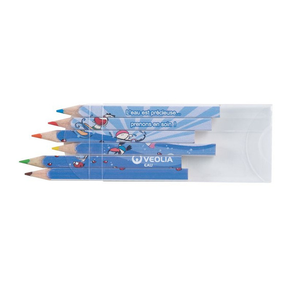 Set de 6 crayons de couleur publicitaire 8.7 cm