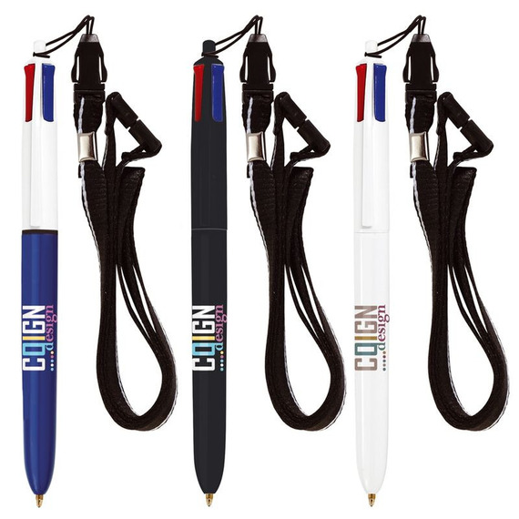 Stylo personnalisable BIC 4 Couleurs avec Lanyard