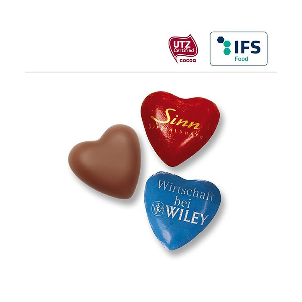 Coeur en chocolat publicitaire fabriqué en Europe