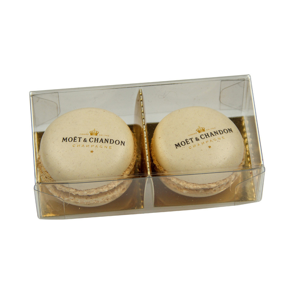 Macarons publicitaires personnalisés boîte de 2