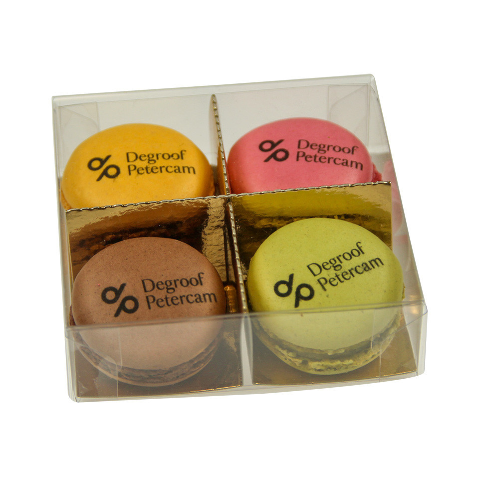 Macarons publicitaires personnalisés boîte de 4