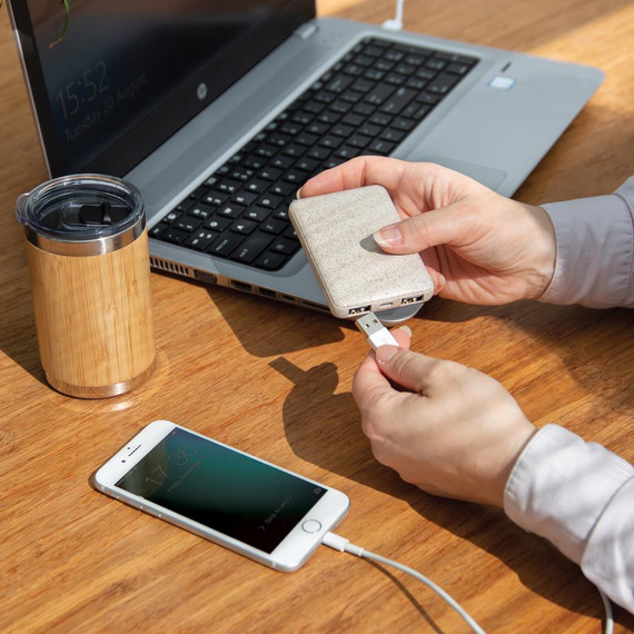 Batterie de secours de poche 5000 mAh en fibre de paille publicitaire