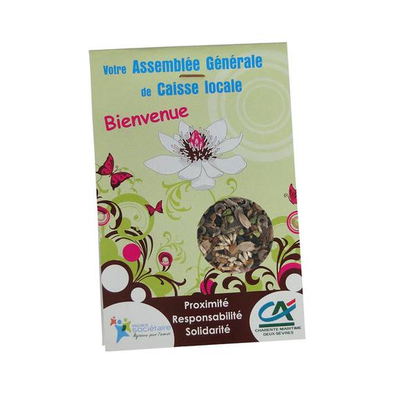 Sachet publicitaire cavalier allongé fleurs  70x105 mm