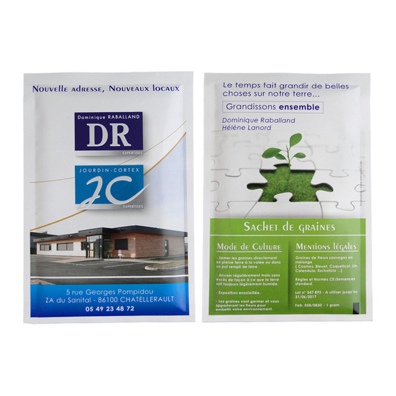 Sachet publicitaire de graines 100x150 mm 1 coul