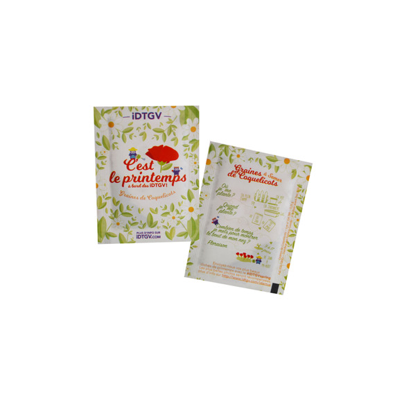 Sachet publicitaire de graines 60x80 mm 1 coul