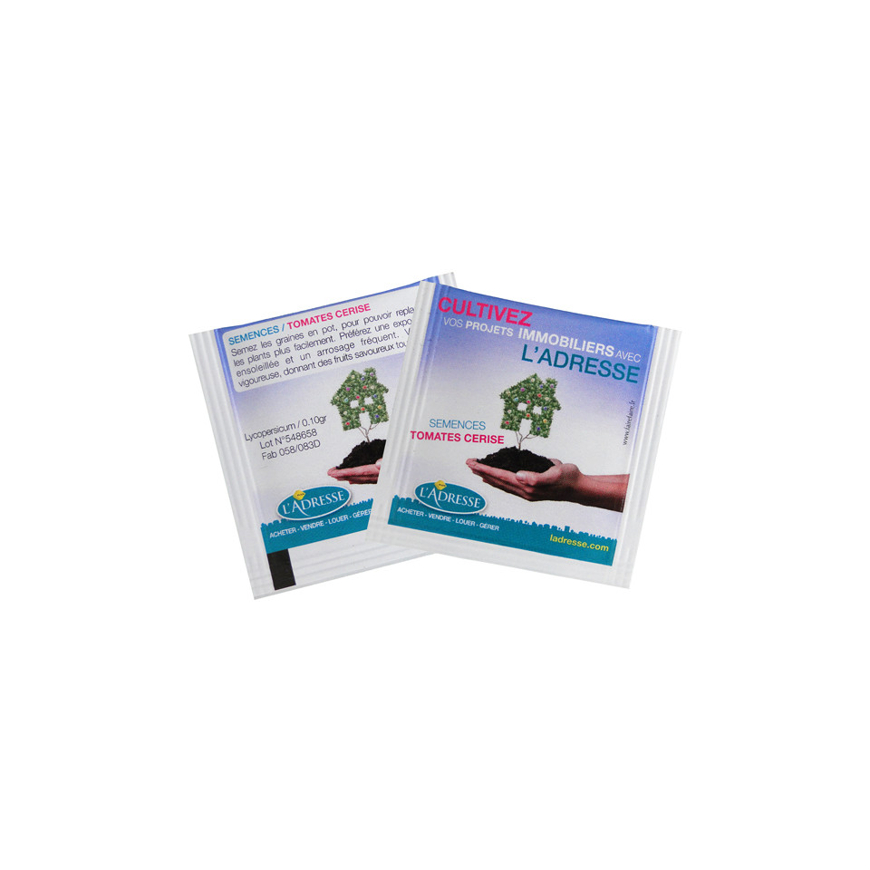 Sachet publicitaire de graines 55x55 mm 1 coul