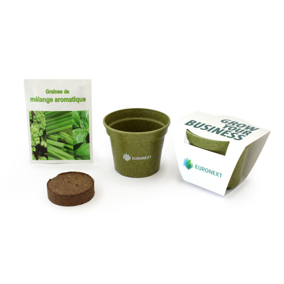 Kit publicitaire Jardin Ecolo - pot paille de riz couleur