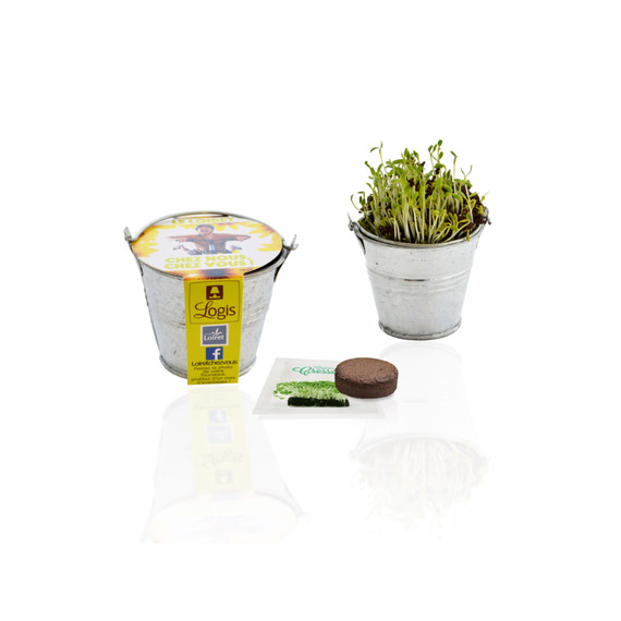 Kit publicitaire de semis - mini pot zinc 6 cm