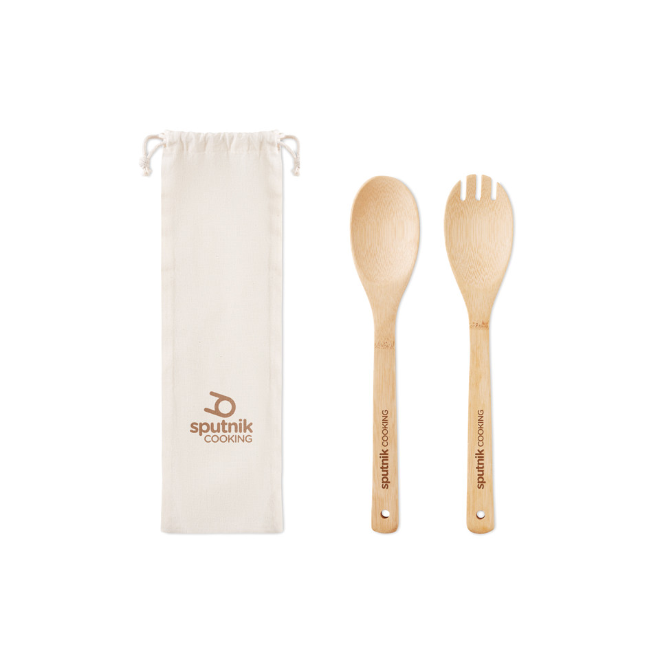 Ensemble de couverts à salade en bambou personnalisable