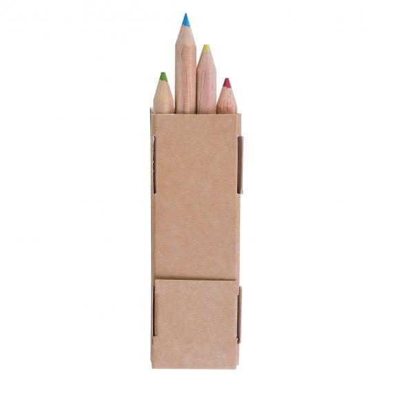 Etui en carton publicitaire de 4 crayons de couleur quadri surface totale 8.7 cm