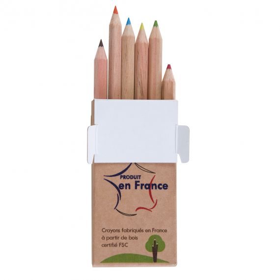 Etui en carton personnalisable de 6 crayons de couleurs 8.7cm