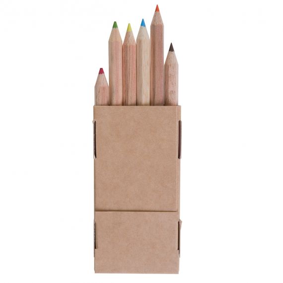 Etui en carton personnalisable de 6 crayons de couleurs 8.7cm