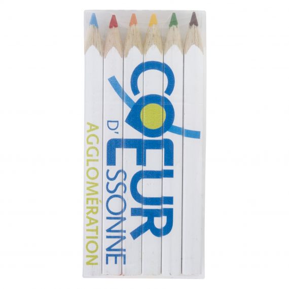 Set de 6 crayons de couleur publicitaire 8.7 cm