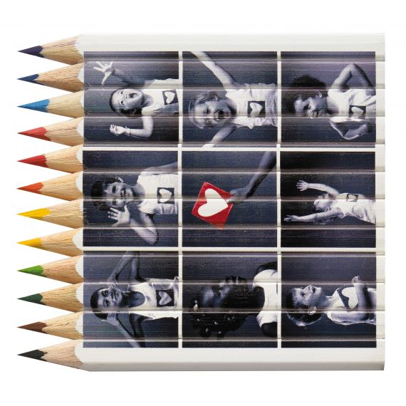 Set de 12 crayons de couleur personnalisés en quadri 8.7 cm