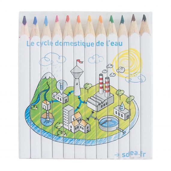 Set de 12 crayons de couleur personnalisés en quadri 8.7 cm