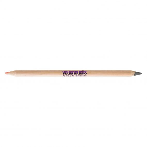 Crayon publicitaire bi-couleur en bois 176 mm graphite/fluo