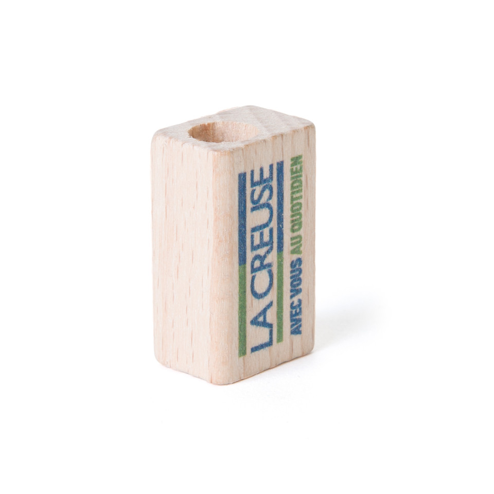 Taille crayon publicitaire en bois 1 trou 8 mm