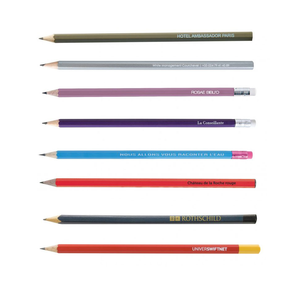 Crayon de papier personnalisable Eco vernis pantone 17.6 cm en bois Made in France