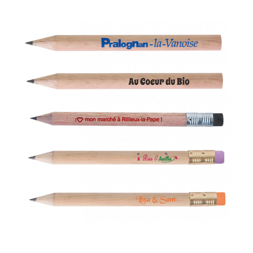 Crayon publicitaire en bois rond sans vernis 8.7 cm FRANCE