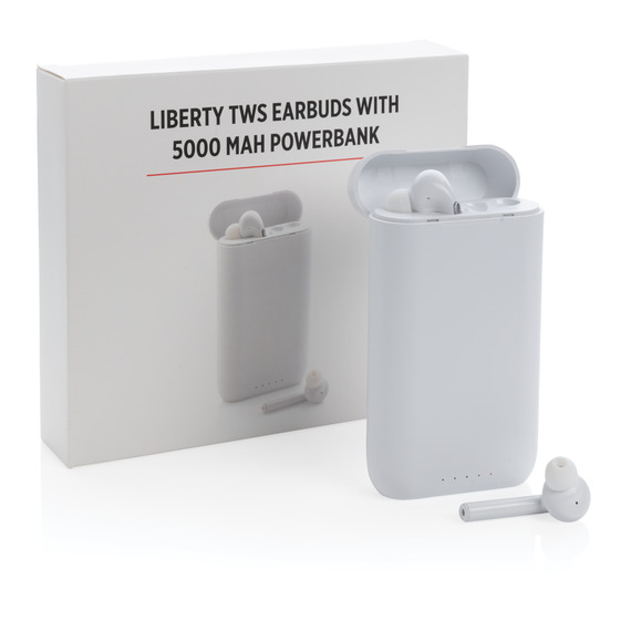 Ecouteurs publicitaires TWS avec powerbank 5000 mAh Liberty