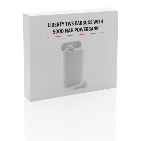 Ecouteurs publicitaires TWS avec powerbank 5000 mAh Liberty