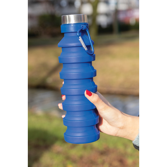 Bouteille publicitaire en silicone pliable étanche avec couvercle