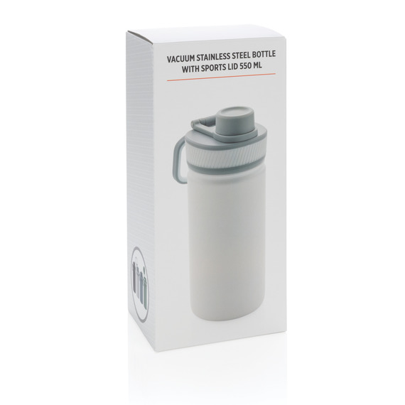 Bouteille publicitaire isotherme en acier avec bouchon sport