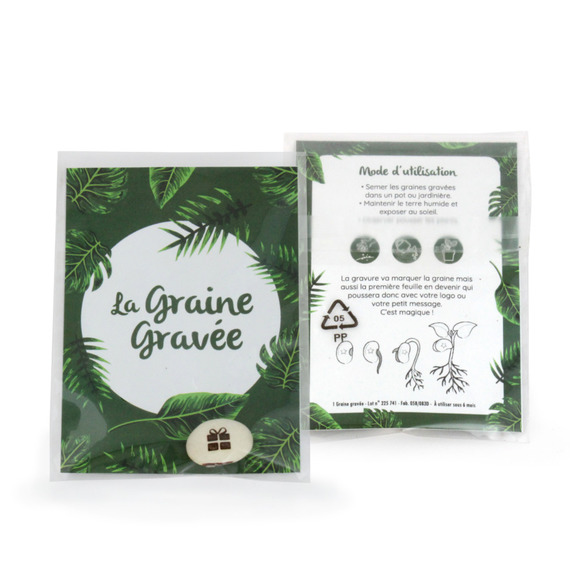 Graines gravées en sachet transparent publicitaire