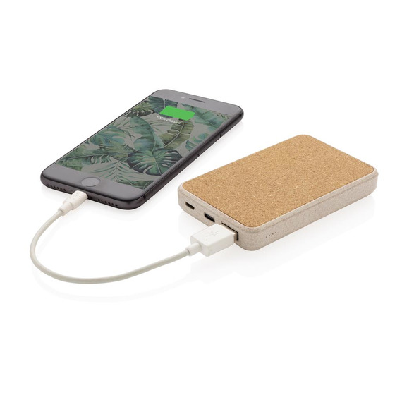 Powerbank 5000 mAh en fibre de paille de blé et liège publicitaire