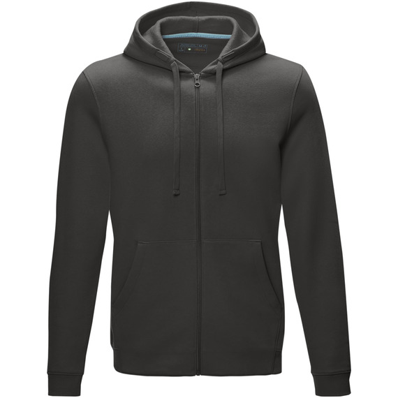 Sweat publicitaire full zip à capuche Ruby bio GOTS et recyclé GRS homme