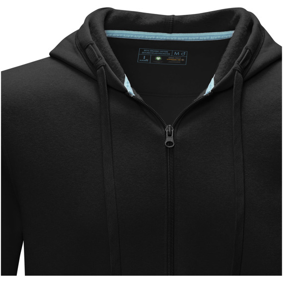 Sweat publicitaire full zip à capuche Ruby bio GOTS et recyclé GRS homme