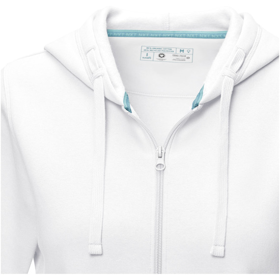 Sweat publicitaire full zip à capuche Ruby bio GOTS et recyclé GRS femme