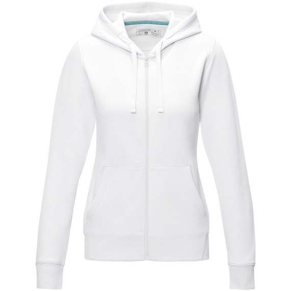 Sweat publicitaire full zip à capuche Ruby bio GOTS et recyclé GRS femme