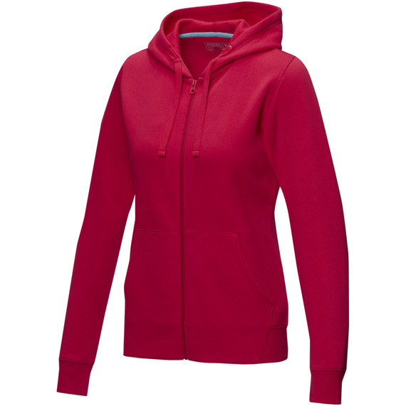 Sweat publicitaire full zip à capuche Ruby bio GOTS et recyclé GRS femme