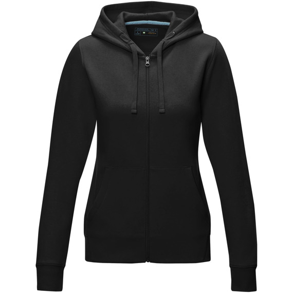 Sweat publicitaire full zip à capuche Ruby bio GOTS et recyclé GRS femme