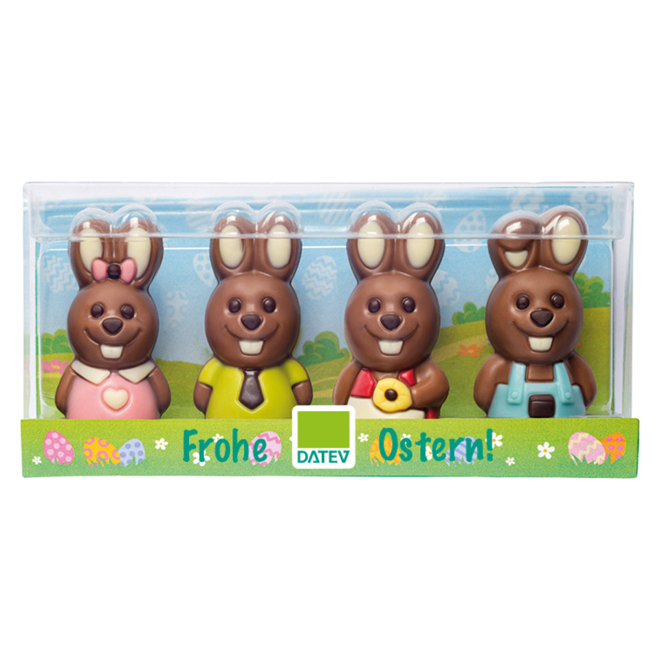 Mini figurines publicitaires lapins au chocolat Easter Crew