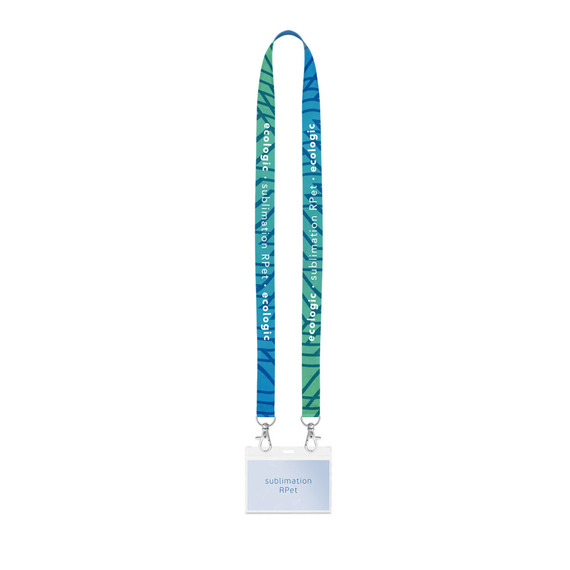 Lanyard tour de cou recyclé RPET publicitaire express fabriqué en Europe double mousquetons