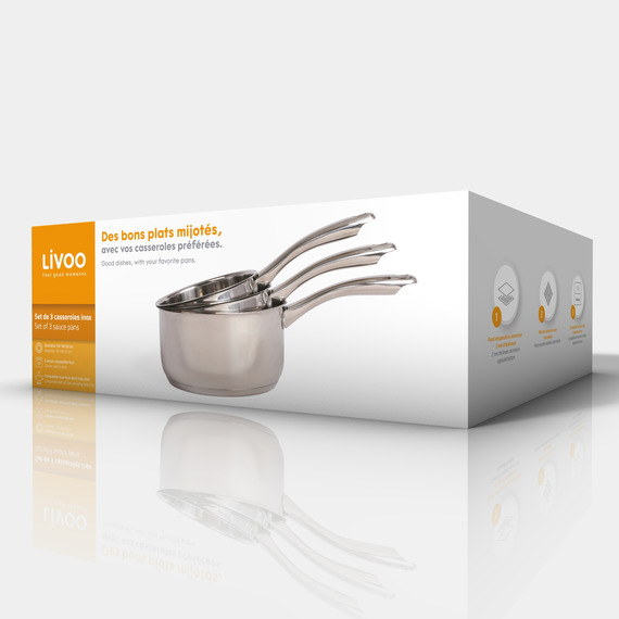 Set publicitaire de 3 casseroles inox