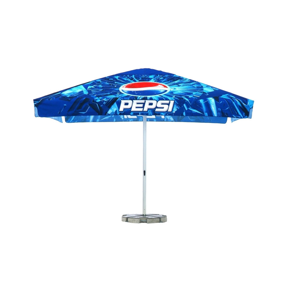 Parasol personnalisé 4 pans carré 5 x 5 mètres avec mat renforcé