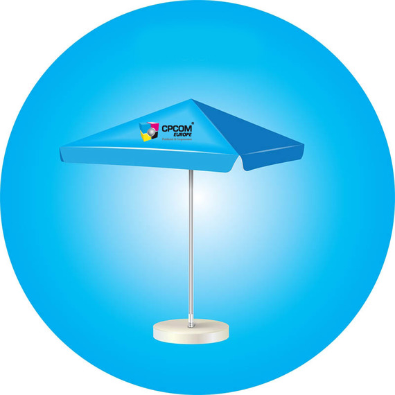 Parasol personnalisé 4 pans carré 5 x 5 mètres avec mat renforcé