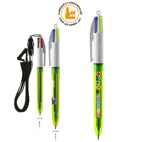 stylo 4 couleurs Bic fluo