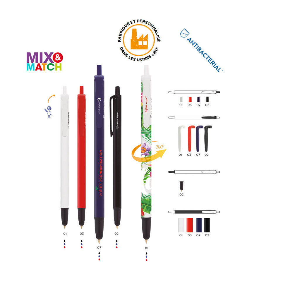 Stylo bille stylet anti microbes personnalisé BIC® Clic Stylus BGUARD™