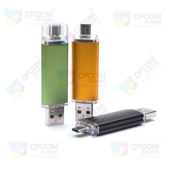 Clé USB personnalisée aluminium double prise Mick Duo