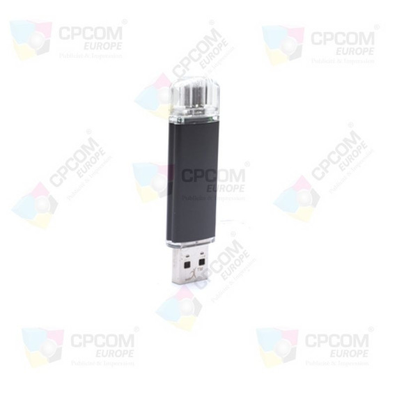 Clé USB personnalisée aluminium double prise Mick Duo