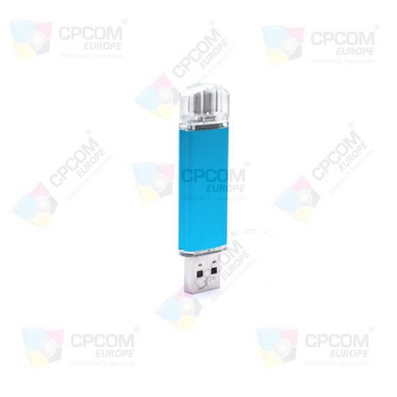 Clé USB personnalisée aluminium double prise Mick Duo