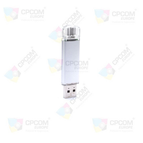 Clé USB personnalisée aluminium double prise Mick Duo